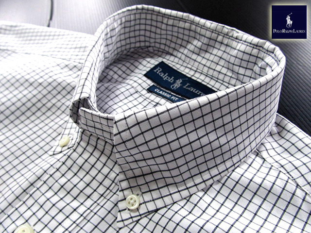 ★500円スタート！ラルフローレン RALPH LAUREN ボタンダウンシャツ 半袖 Mサイズ 希少品 タッターソールチェック ブラック×ホワイト