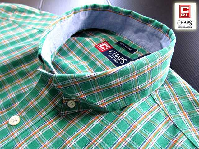 ★300円スタート！チャップス ラルフローレン CHAPS RALPH LAUREN ボタンダウンシャツ 半袖 XLサイズ 希少品 ハンサムチェック グリーン