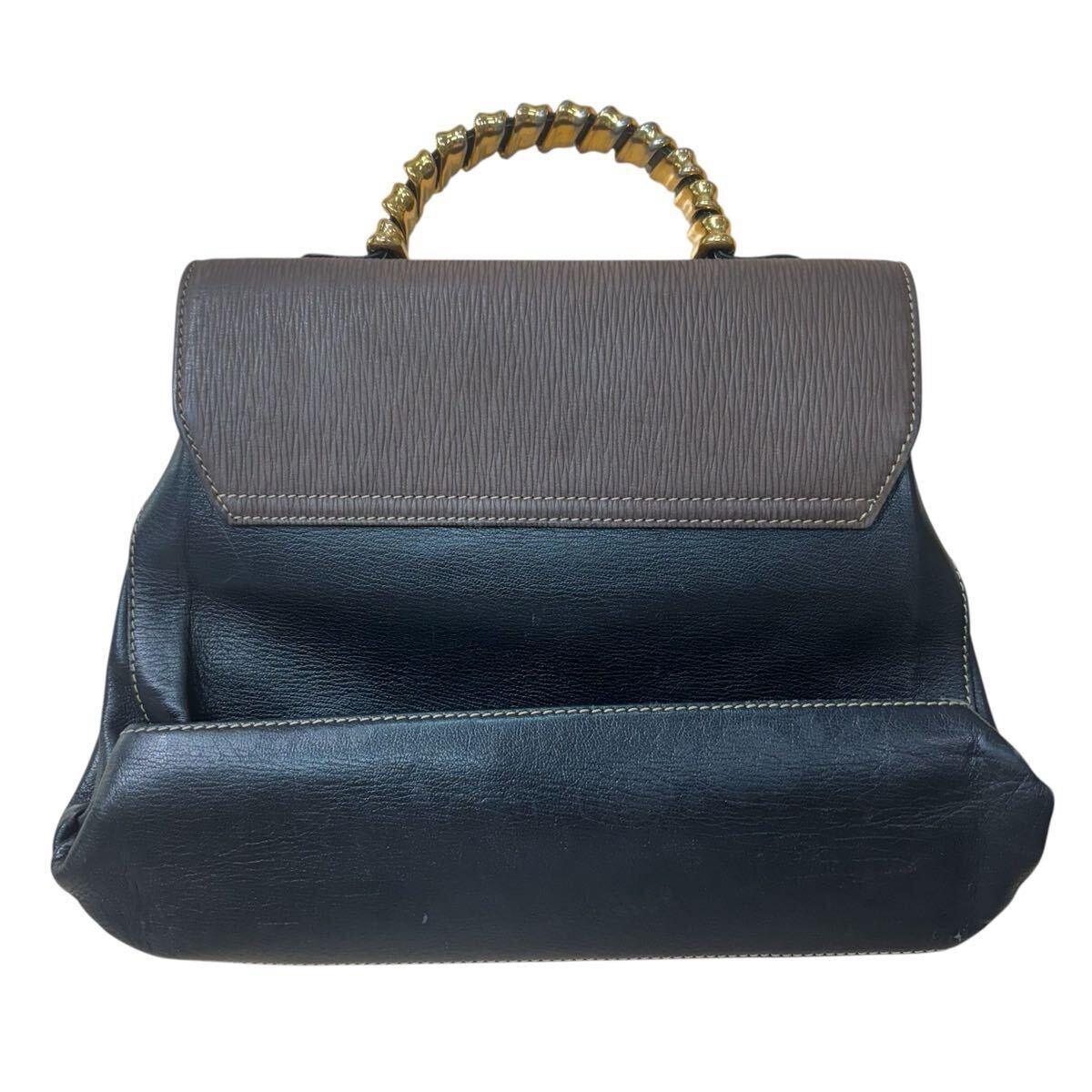 美品 ロエベ LOEWE ベラスケス ハンドバッグ ワンハンドル ショルダーバッグ 2way ゴールド金具 レザー 皮革 黒 茶 ブラック ブラウン