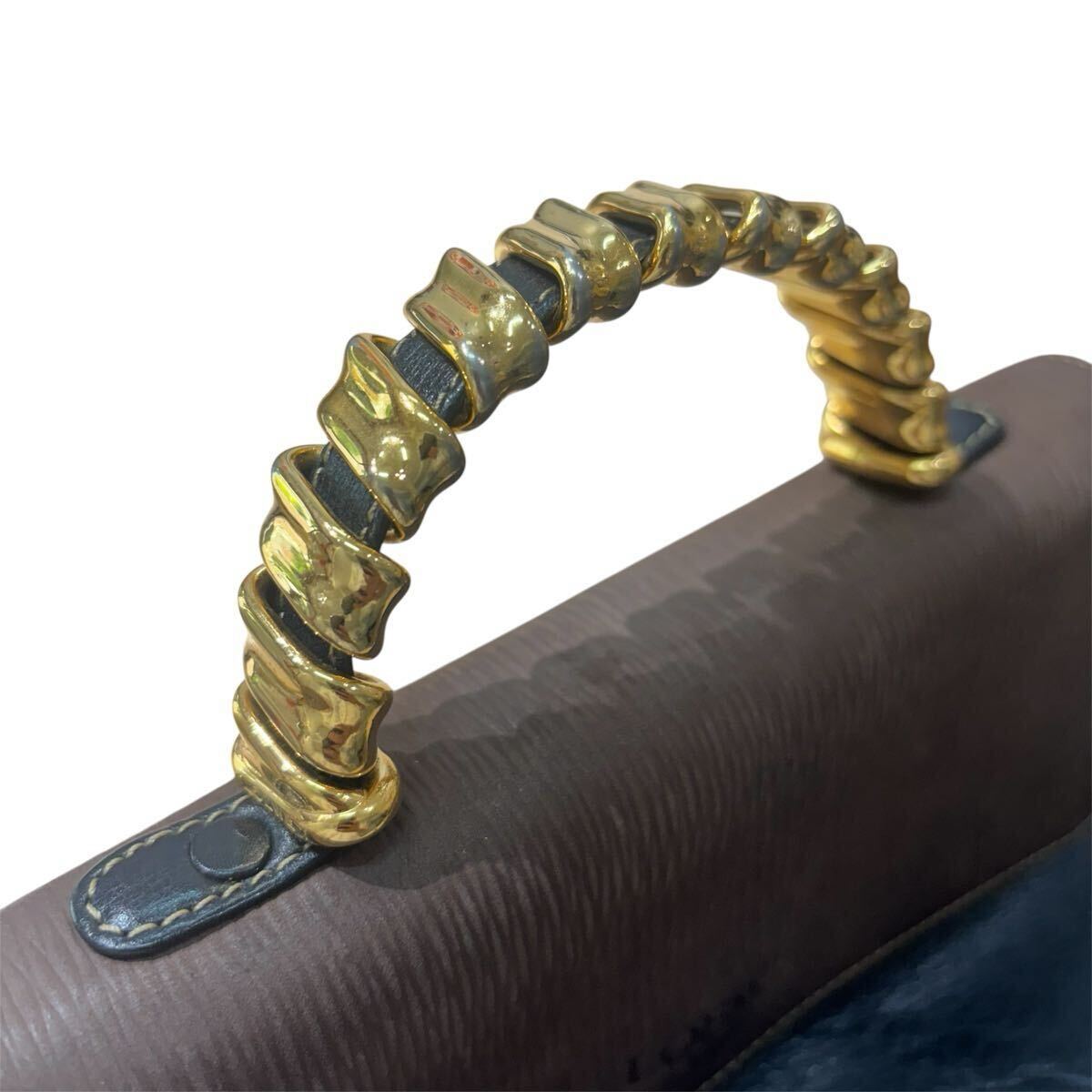 美品 ロエベ LOEWE ベラスケス ハンドバッグ ワンハンドル ショルダーバッグ 2way ゴールド金具 レザー 皮革 黒 茶 ブラック ブラウン