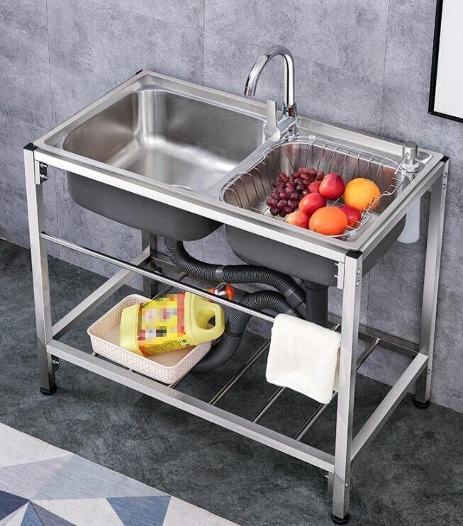 多機能◆キッチンツール シンク 流し臺 臺所 便利 手入れが簡単 多機能 2槽シンク 業(yè)務用 家庭用 大容量 簡単に安裝