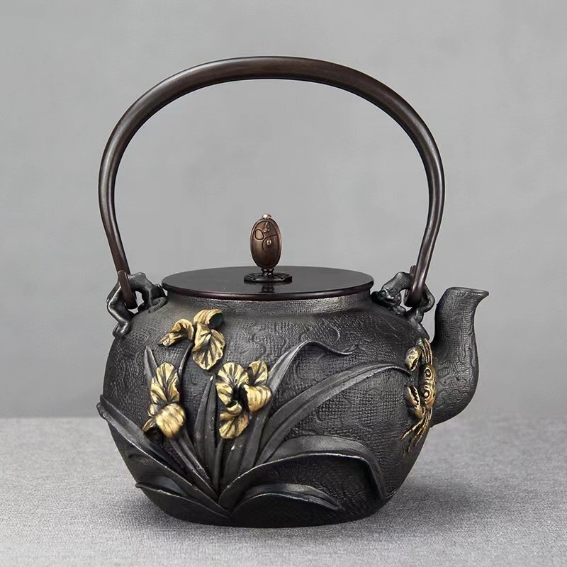 驚きの値段で 新入荷☆佳品☆南部鉄器 ☆高品質☆ 老鉄瓶 提梁壺 茶道具対応 鉄瓶