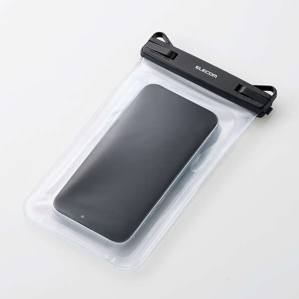 スマートフォン用防水ケース 2ポケットタイプ JIS保護(hù)等級(jí)IPX8相當(dāng)の防水性能を?qū)g現(xiàn) 大小2つに分かれたポケットに収納可能: P-WPS2P05BK