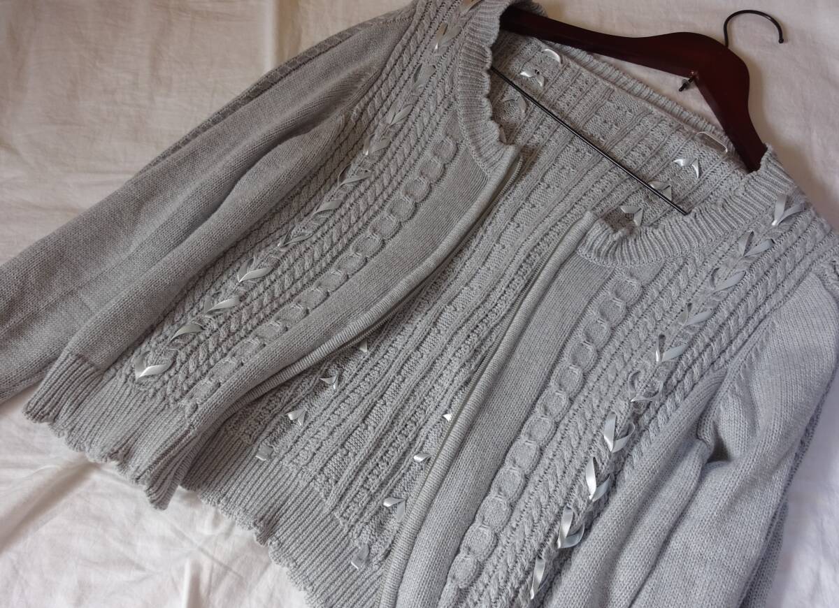 PEYTONPLACE ペイトンプレイス ニットジャケット １５号　大きいサイズ　カーディガン　はおり　グレー_画像9