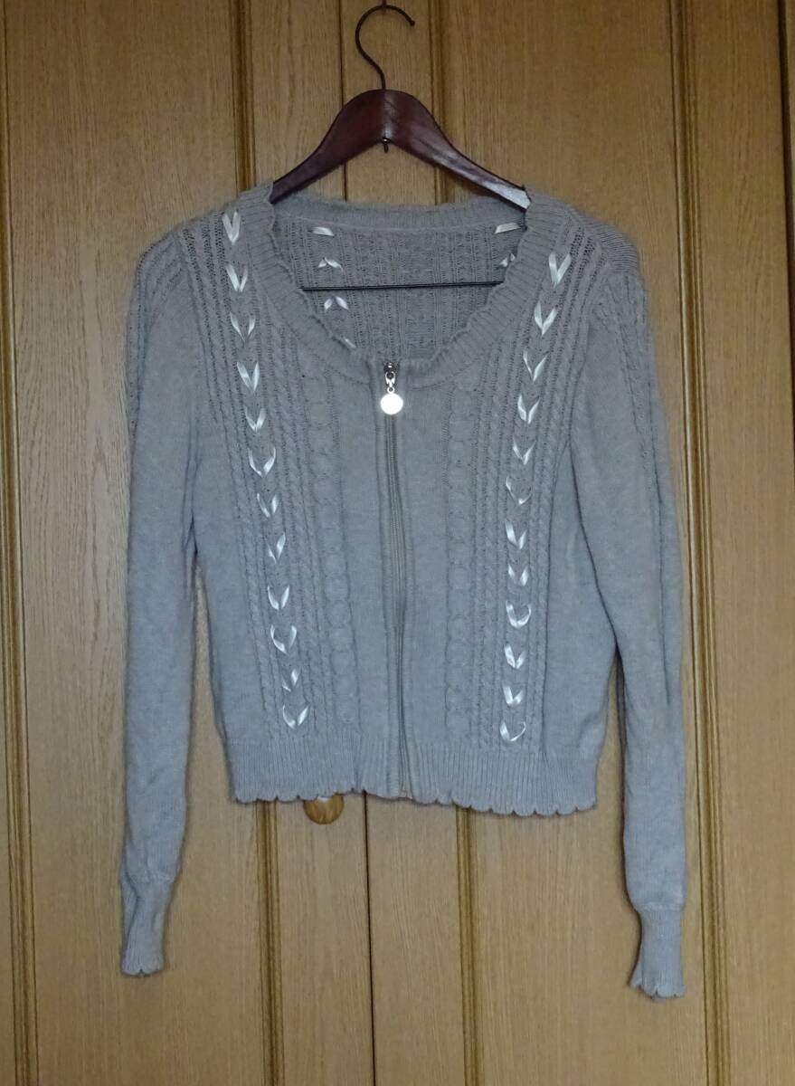 PEYTONPLACE ペイトンプレイス ニットジャケット １５号　大きいサイズ　カーディガン　はおり　グレー_画像1