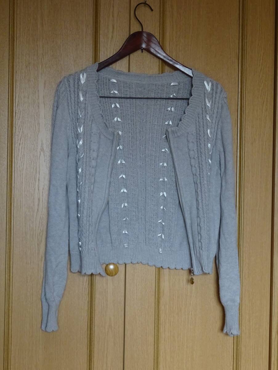 PEYTONPLACE ペイトンプレイス ニットジャケット １５号　大きいサイズ　カーディガン　はおり　グレー_画像10