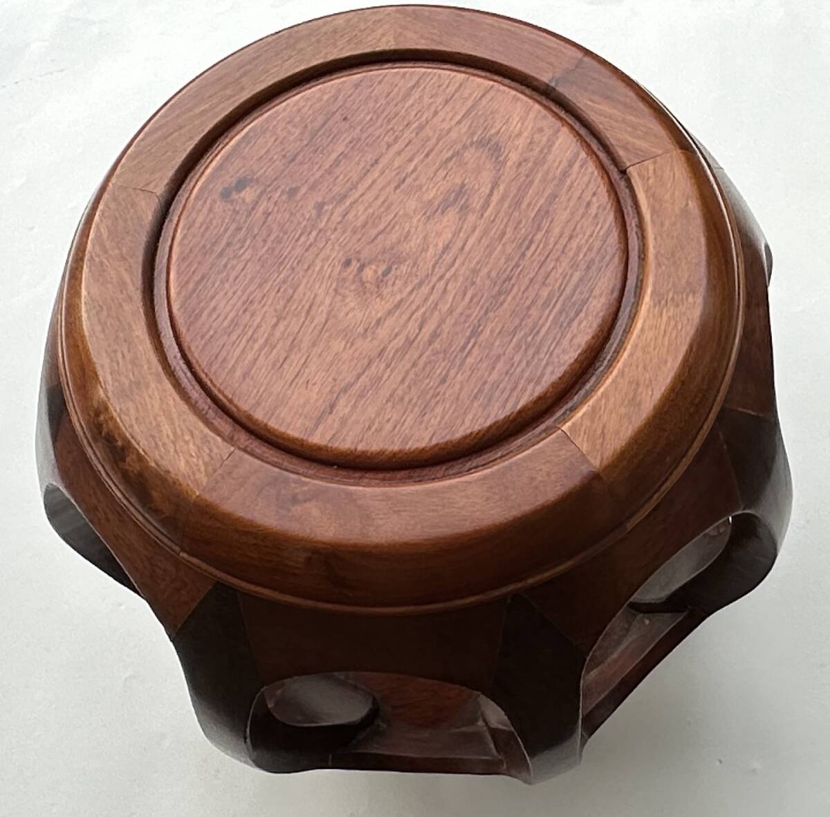 1円～【中古/美品】唐木 丸 椅子 木製 花台 スツール 丸卓 花梨