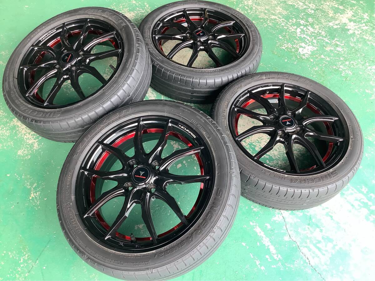【未使用+中古】ノヴァリス VF 15x4.5J 4H 100 +45 4本 1台分 165/55R15 ブラック/レッド ムーヴ タント スペーシア N-ONE N-BOX デイズ 等_画像9