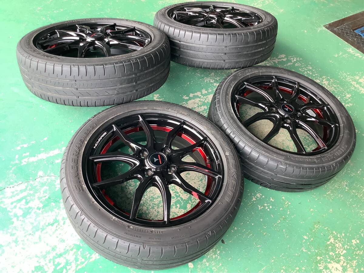 【未使用+中古】ノヴァリス VF 15x4.5J 4H 100 +45 4本 1台分 165/55R15 ブラック/レッド ムーヴ タント スペーシア N-ONE N-BOX デイズ 等_画像10