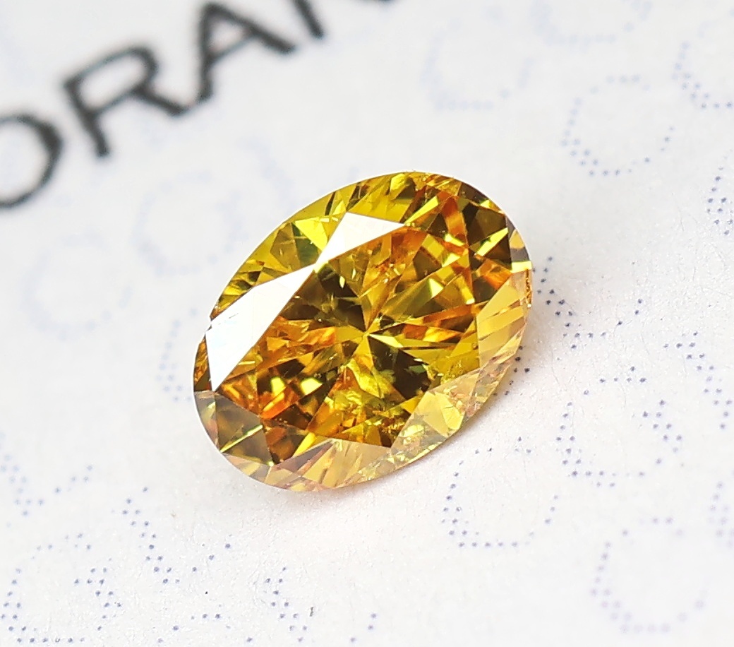 【１００円～】0.136ct 天然ダイヤ Fancy Vivid Orange Yellow（ナチュラルカラー）I1 OV