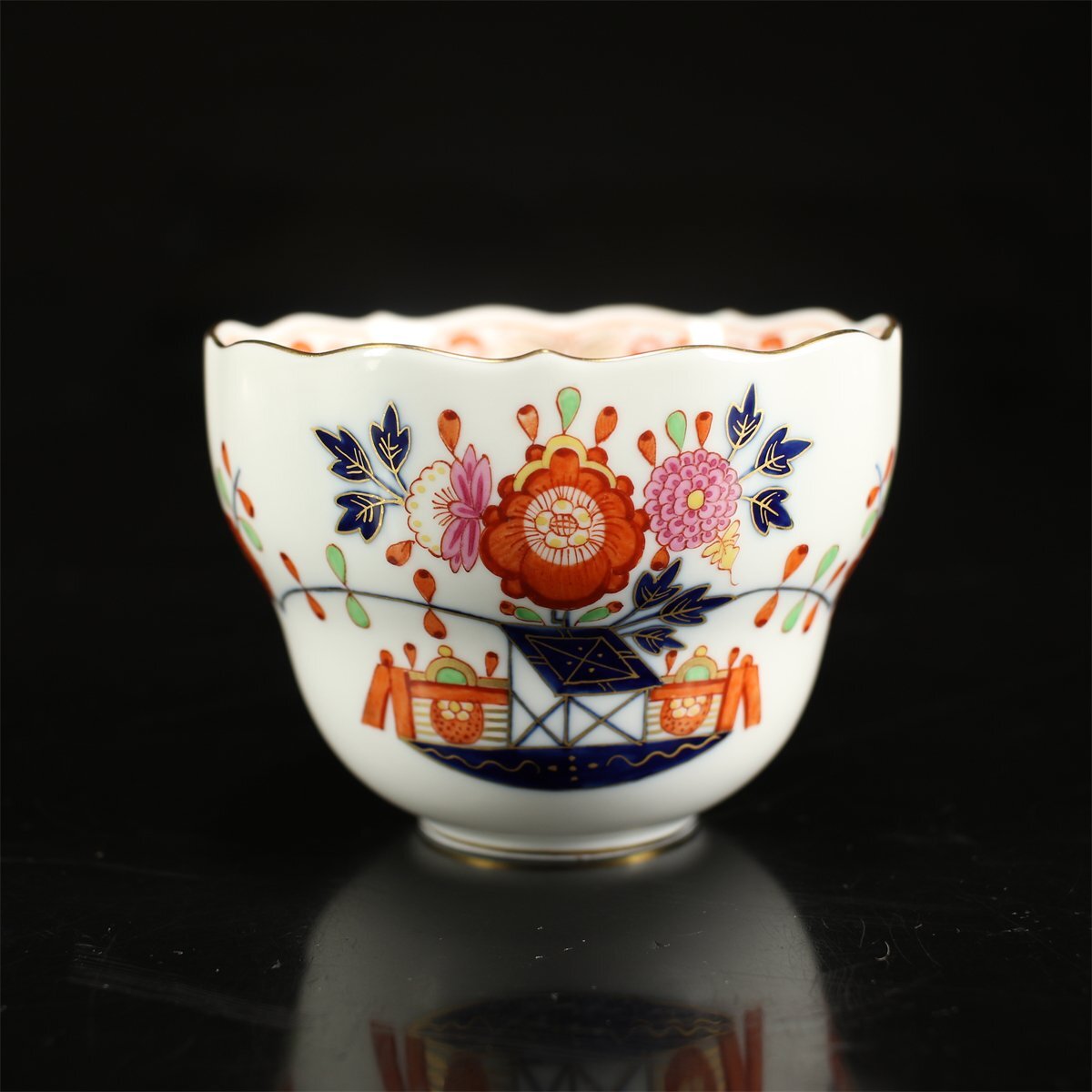 【吉】CK711 MEISSEN 【マイセン】 色絵金襕手花紋 カップ＆ソーサー 2組 6點セット／未使用品！