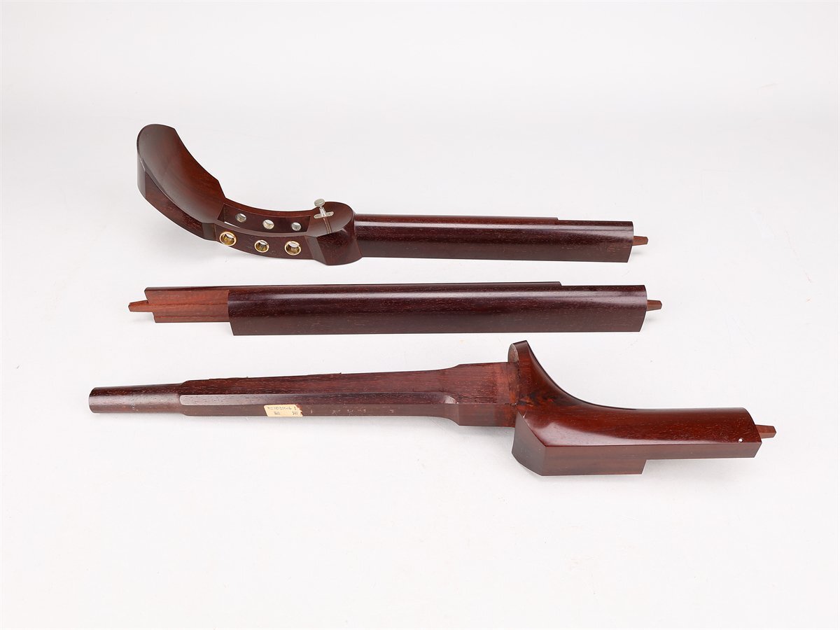 吉】ZC990 時代 超硬質紅木 本番 【(K9金) 金細】 二本溝 三味線 棹