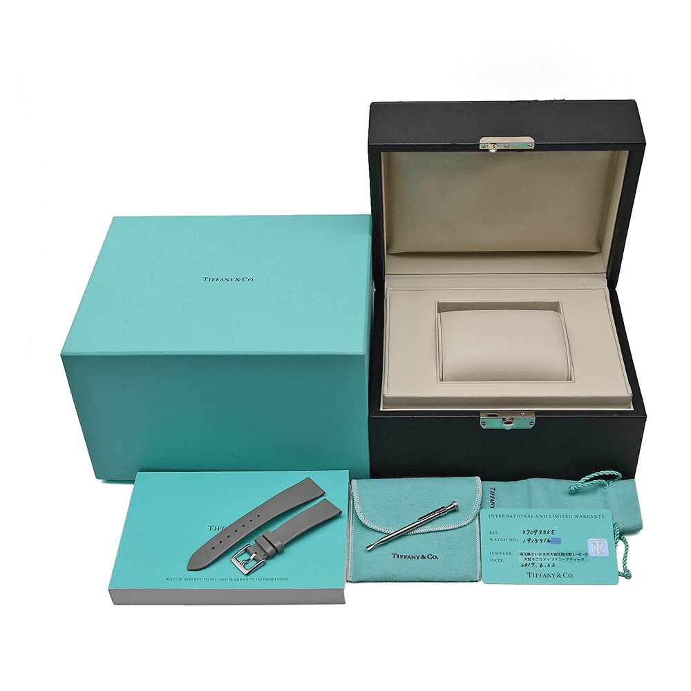 ティファニー TIFFANY＆Co. イーストウエスト ミニ 37093335 クォーツ スクエア型 レディース 腕時(shí)計(jì) 交換用レザーストラップ付き 中古