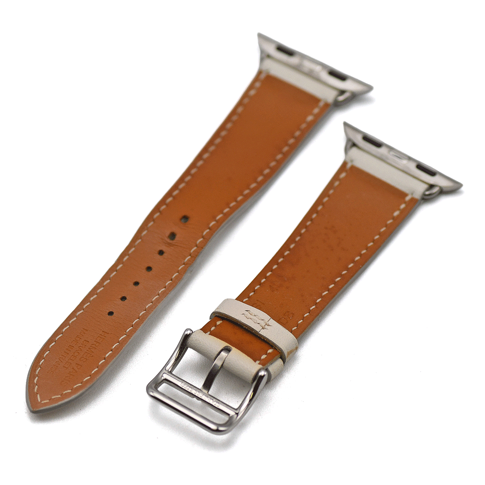 HERMES エルメス Apple Watch アップルウォッチ用レザーストラップ シンプルトゥール 38-41mm用 Z刻印 ホワイト レザー 中古