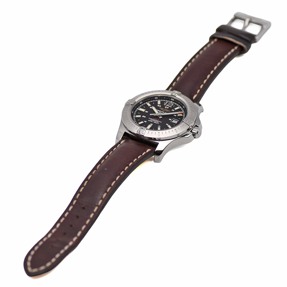 ブライトリング BREITLING コルト オートマティック 44 A17388 自動巻 クロノメーター SS/レザー 200m防水 メンズ 男性用 腕時計 中古