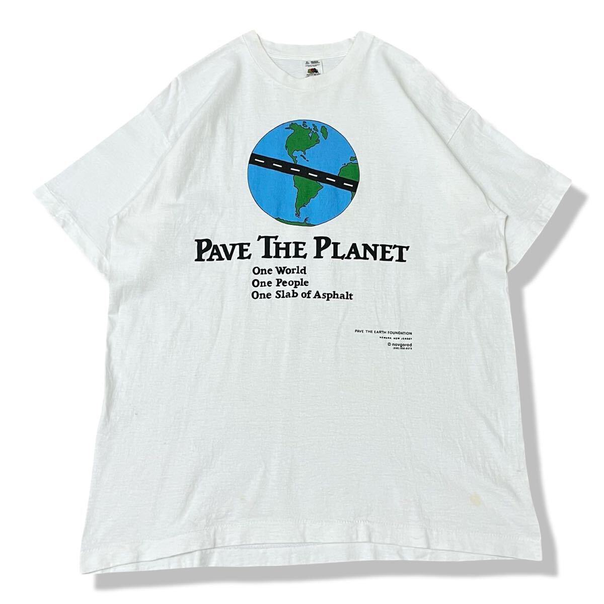 【90s】USA製 Pave the Planet 地球儀プリント イベントTシャツ XL フルーツオブザルーム 半袖 シングルステッチ ビンテージTシャツ