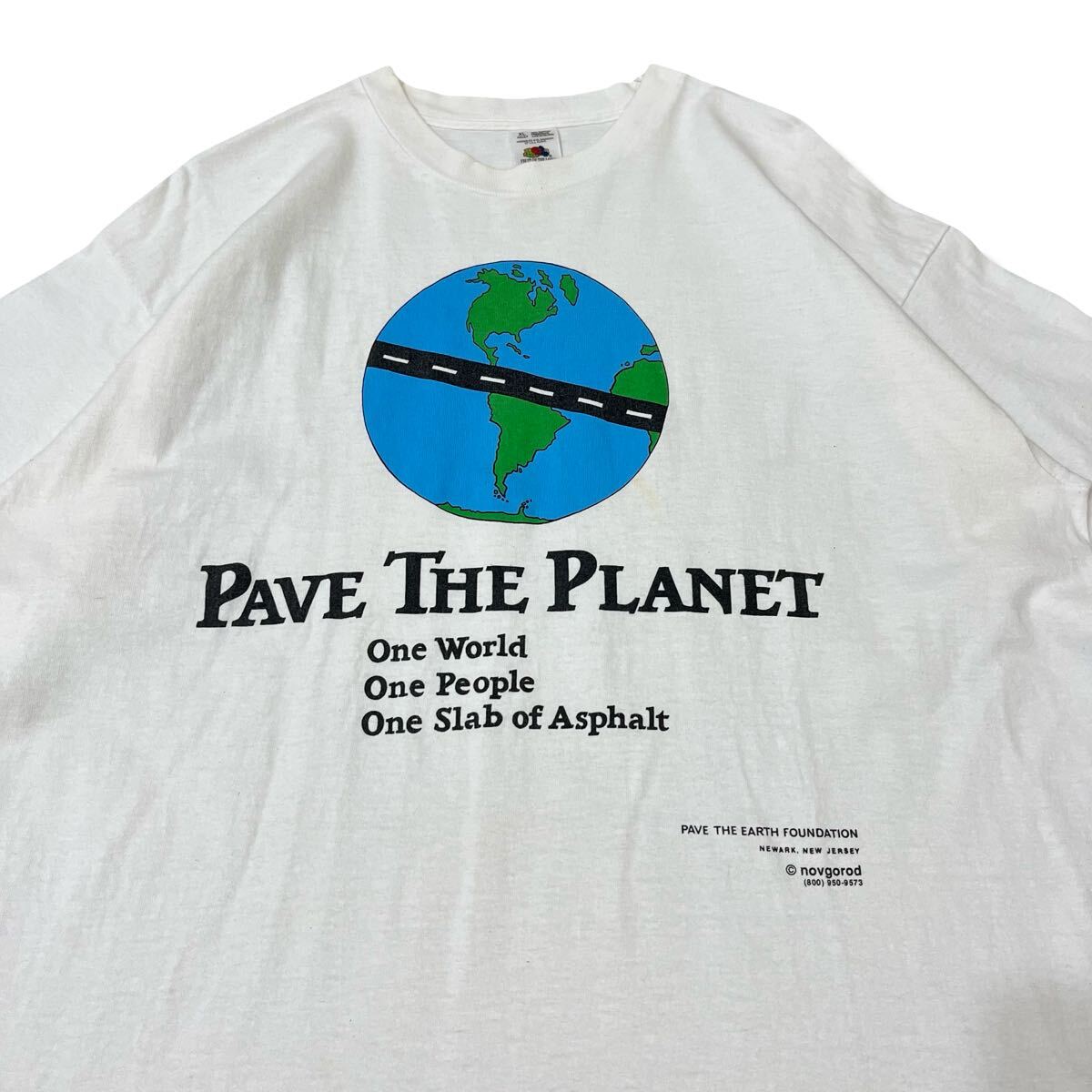 【90s】USA製 Pave the Planet 地球儀プリント イベントTシャツ XL フルーツオブザルーム 半袖 シングルステッチ ビンテージTシャツ