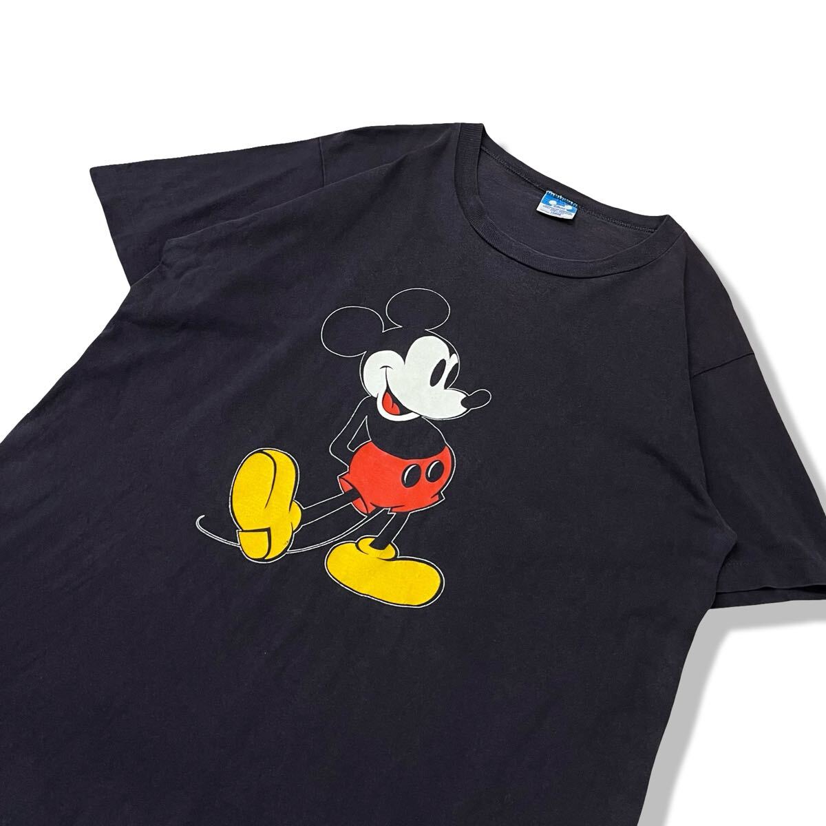 【90s】USA製 公式 オフィシャル ディズニー ミッキーマウス プリントTシャツ ブラック L 半袖 シングルステッチ ビンテージTシャツ 古着