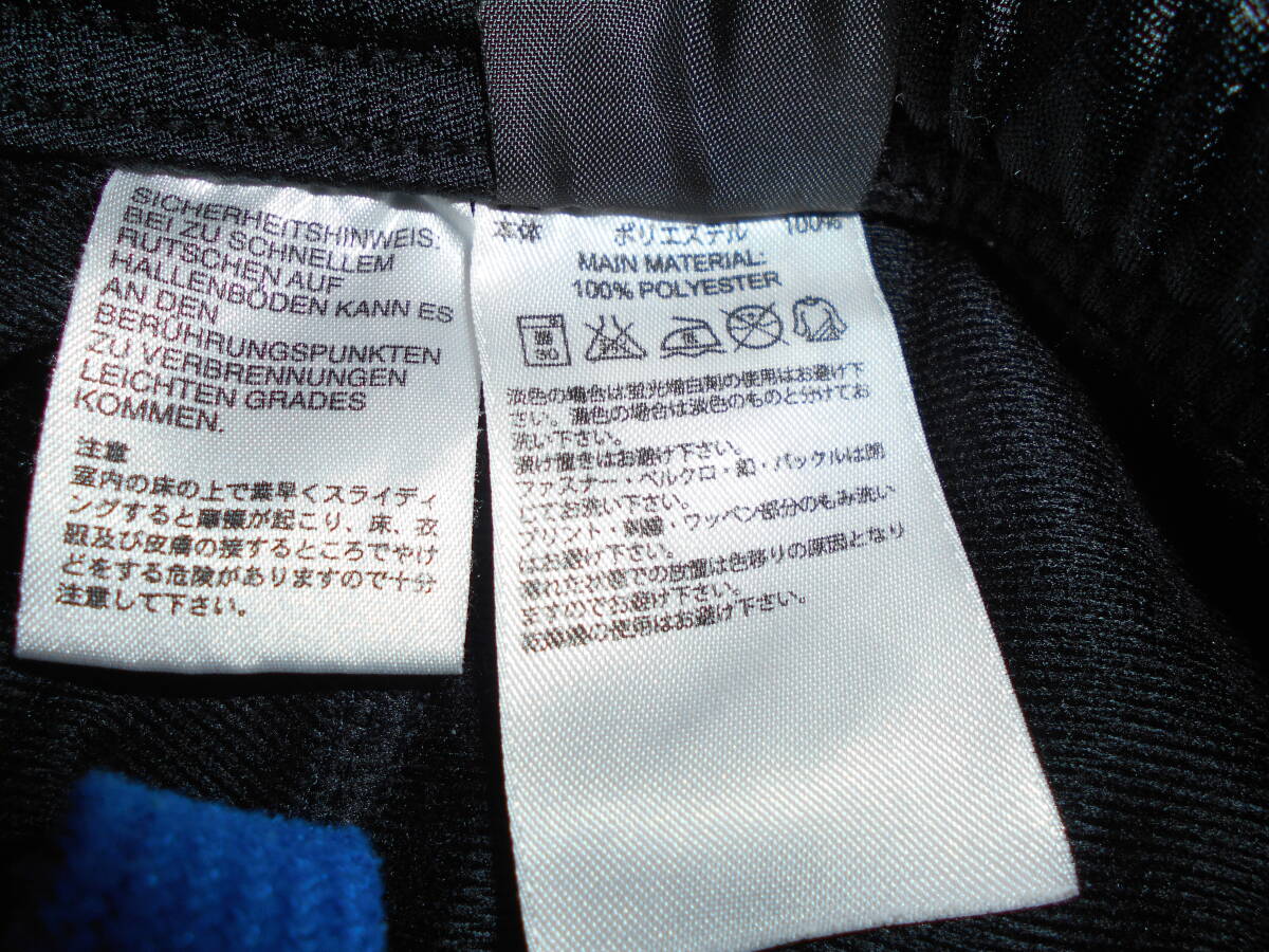 b1346◆adidas トラックパンツ キッズ◆アディダス J110 子供服 ポリエスエル ブラック/ブルースリーライン ロゴ刺繍入 ジョガーパンツ 7E