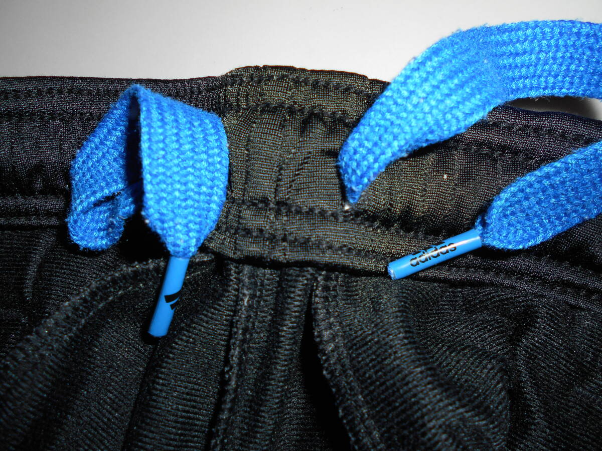 b1346◆adidas トラックパンツ キッズ◆アディダス J110 子供服 ポリエスエル ブラック/ブルースリーライン ロゴ刺繍入 ジョガーパンツ 7E