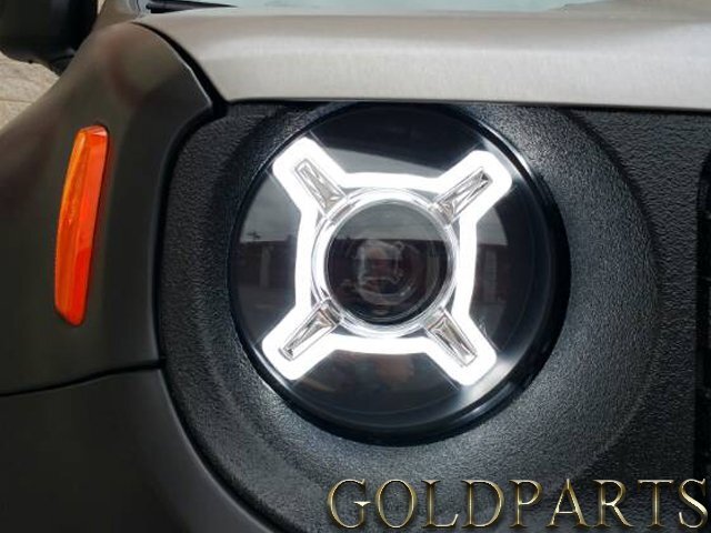 日本光軸モデル【デイライト搭載モデル】　JEEP レネゲード　15y～　ファイバーLED　ヘッドライト　アメリカンカスタム　グリルと