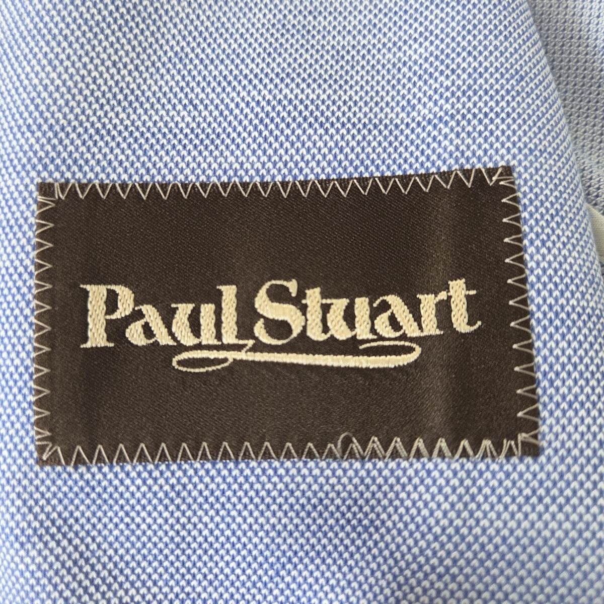 美品 ポールスチュアート【夏色 ブルー リネン バーズアイ サイズ M アンコンジャケット】Paul Stuart テーラードジャケット 水色