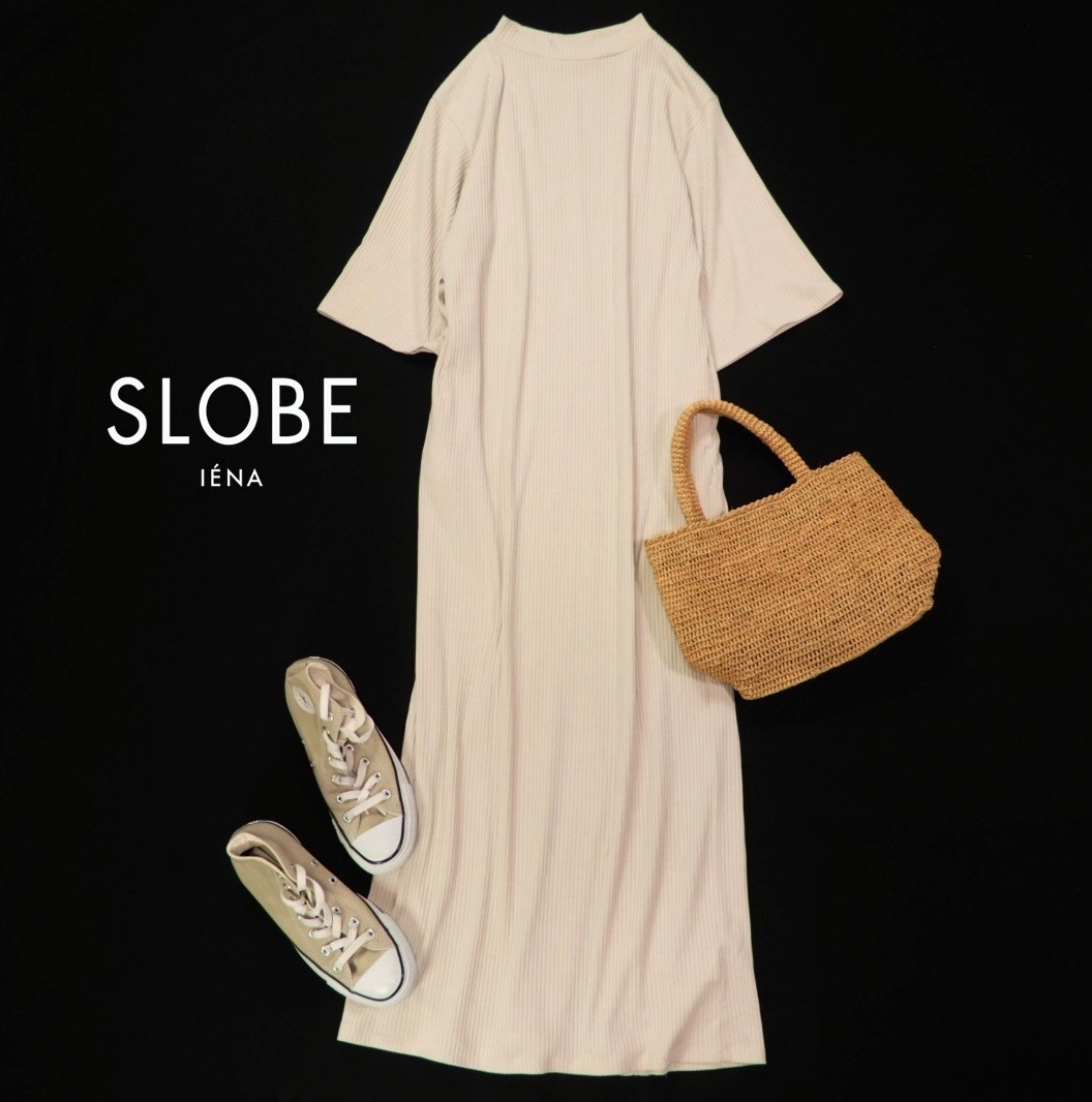 スローブ イエナ SLOBE IENA 使える☆リブ カット ワンピース 
