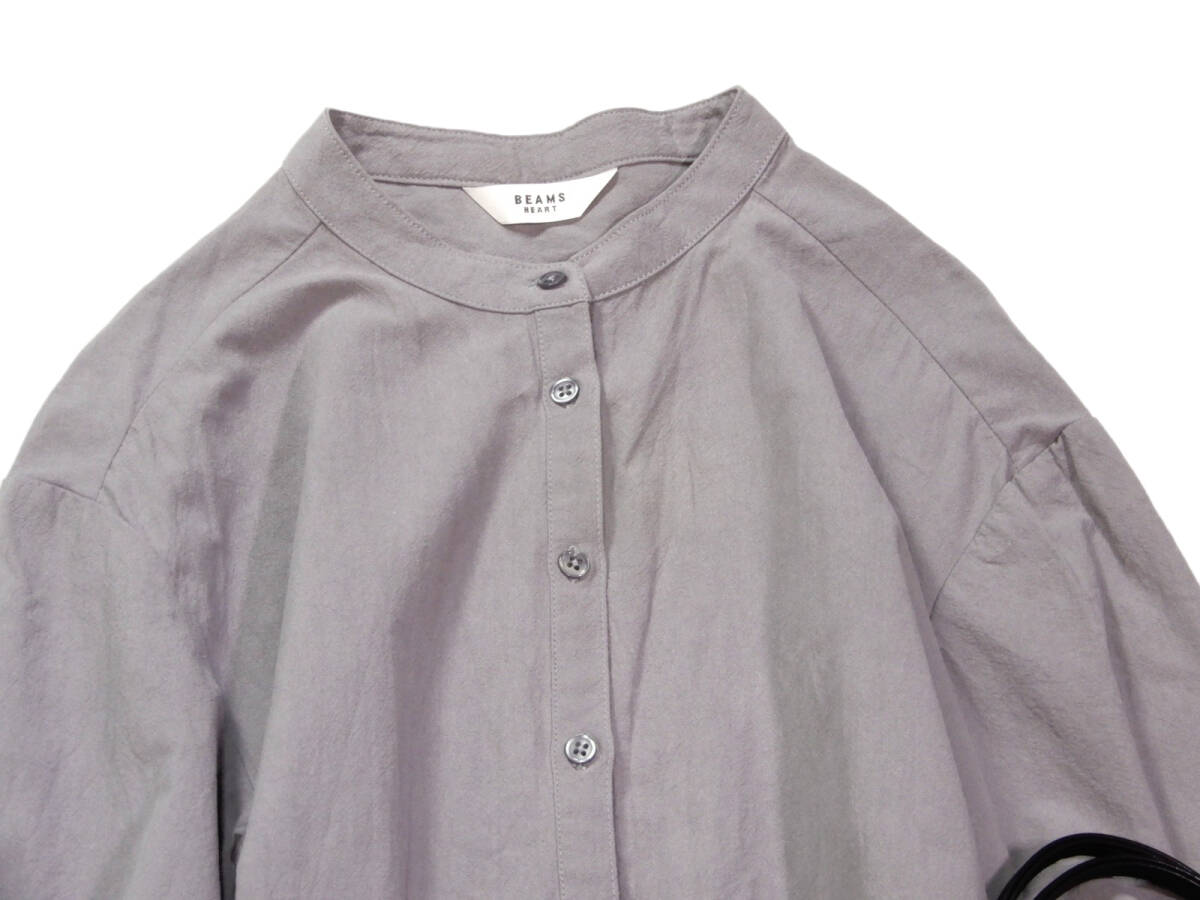 ビームス BEAMS HEART 大人可愛い☆コットン100 バンドカラー シャツ ワンピース 