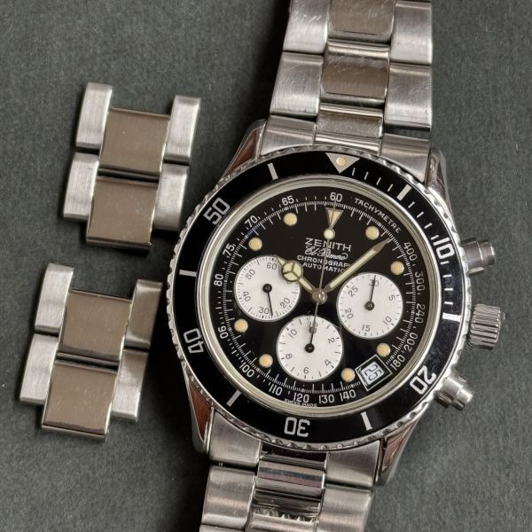 稼動品 ◆ ゼニス ZENITH エルプリメロ デ ルッカ クロノグラフ オートマチック 自動巻き 腕時(shí)計(jì) 02 1310 400 コマ 箱付き メンズ 黒文字盤