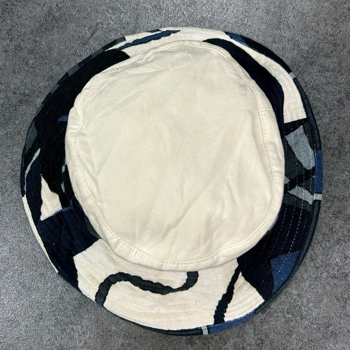 フランス制 HERMES エルメス バケットハット バケハ 帽子 コットン/リネン オフホワイト 男女兼用 57