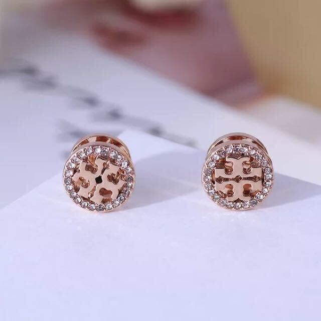 新品　TB010-02 Tory Burch トリーバーチ　定番　キラ　ロゴピアス　ゴールドピンク