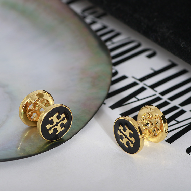 新品未使用　TB008-02 Tory Burch トリーバーチ　定番 ロゴ ピアス　両面　2way ブラック