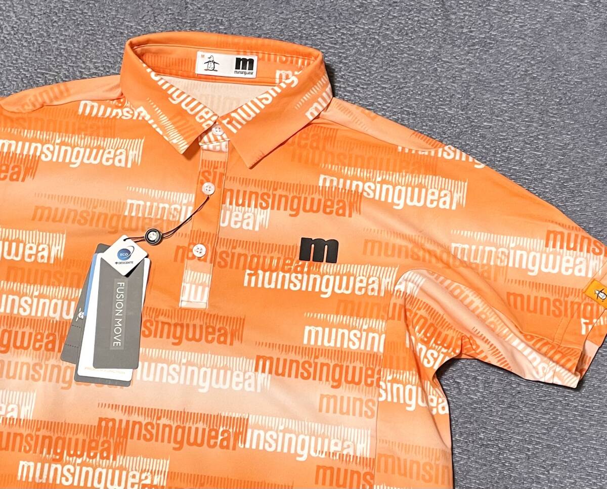 17600円★マンシングウェア サンスクリーン 総柄ロゴプリント半袖シャツ★M 送料込 17600円 マンシングウェア サンスクリーン 総柄ロゴ