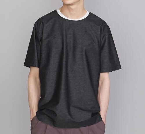 サイズM■ブラック H BEAUTY&YOUTH UNITED ARROWS ■Tシャツ BY FAKE レイヤード ツイル Tシャツ■ユナイテッドアローズ 品番1217 199 2268