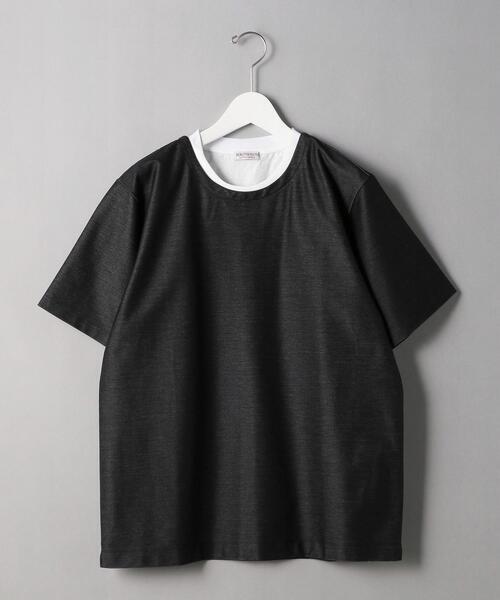 サイズM■ブラック H BEAUTY&YOUTH UNITED ARROWS ■Tシャツ BY FAKE レイヤード ツイル Tシャツ■ユナイテッドアローズ 品番1217 199 2268