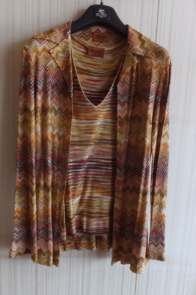 Missoni ミッソーニ 　アンサンブル?。Ε惟`スリーブ＆ロングカーディガン　イタリア制　４２