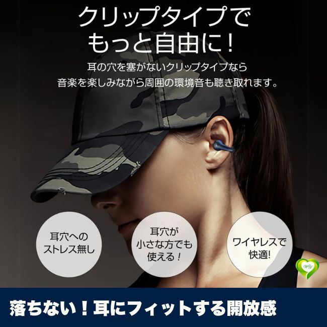 【落ちない！耳にフィットする開放感】耳掛け式イヤホン ワイヤレスイヤホン 外の音 聞こえる 挟む クリップ 耳 人気 おすすめ_画像1