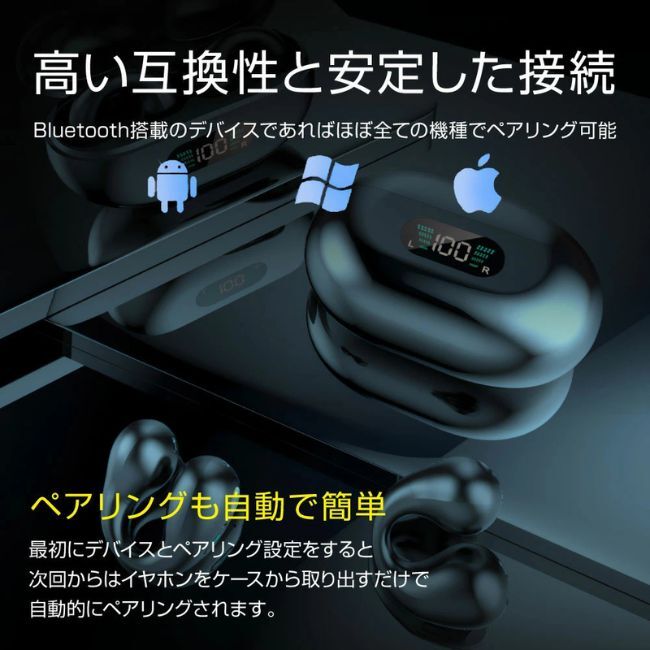 【落ちない！耳にフィットする開放感】耳掛け式イヤホン ワイヤレスイヤホン 外の音 聞こえる 挟む クリップ 耳 人気 おすすめ_画像5