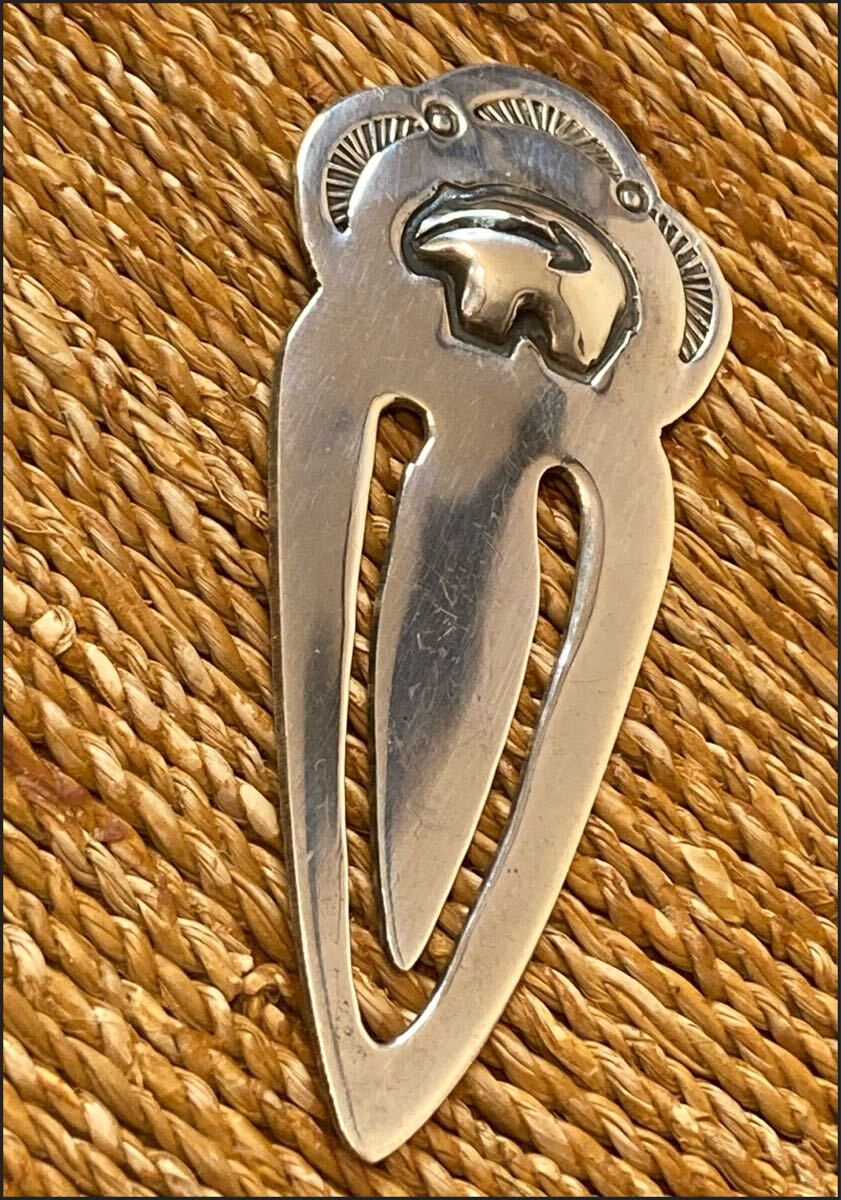 ☆Navajo SV BookMarker ☆入手困難一點(diǎn)モノ☆しおり サイズ 6cm 厚手 STERLING SILVER☆インディアンジュエリー ブッククリップ ブローチ
