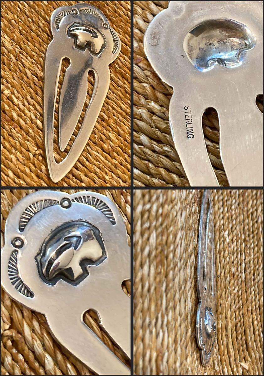 ☆Navajo SV BookMarker ☆入手困難一點(diǎn)モノ☆しおり サイズ 6cm 厚手 STERLING SILVER☆インディアンジュエリー ブッククリップ ブローチ