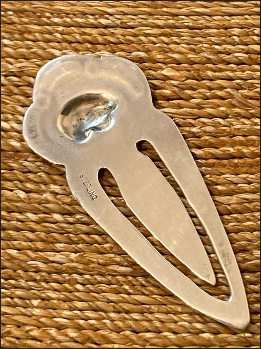☆Navajo SV BookMarker ☆入手困難一點(diǎn)モノ☆しおり サイズ 6cm 厚手 STERLING SILVER☆インディアンジュエリー ブッククリップ ブローチ