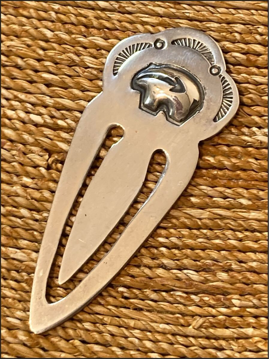 ☆Navajo SV BookMarker ☆入手困難一點(diǎn)モノ☆しおり サイズ 6cm 厚手 STERLING SILVER☆インディアンジュエリー ブッククリップ ブローチ