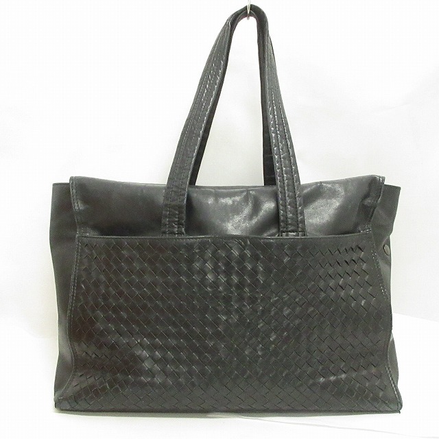 ボッテガヴェネタ BOTTEGA VENETA イントレチャートトート レザー ブリーフケース 521011 編み込み 黒 ブラック 大容量 メンズ