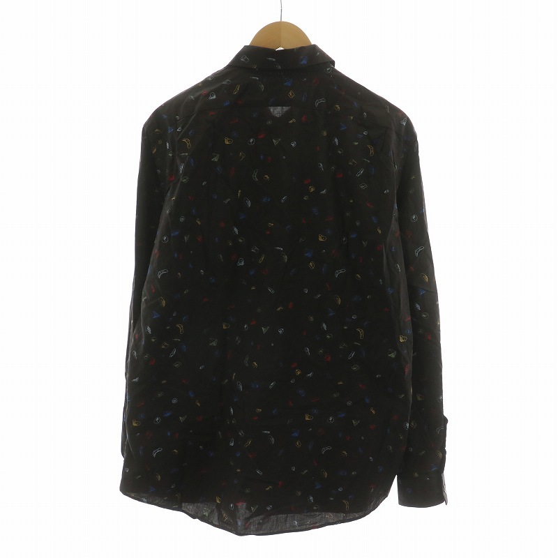 ピーエスポールスミス PS Paul Smith BOUIDERING HOLD プリントシャツ 長袖 総柄 XL ブラック 202320 610PN /NQ ■MU メンズ