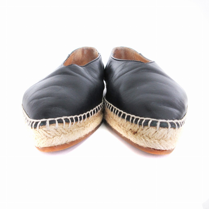 ジルサンダー JIL SANDER NAVY エスパドリーユ パンプス フラットシューズ Vカット 黒 ブラック 35 22cm位 レディース