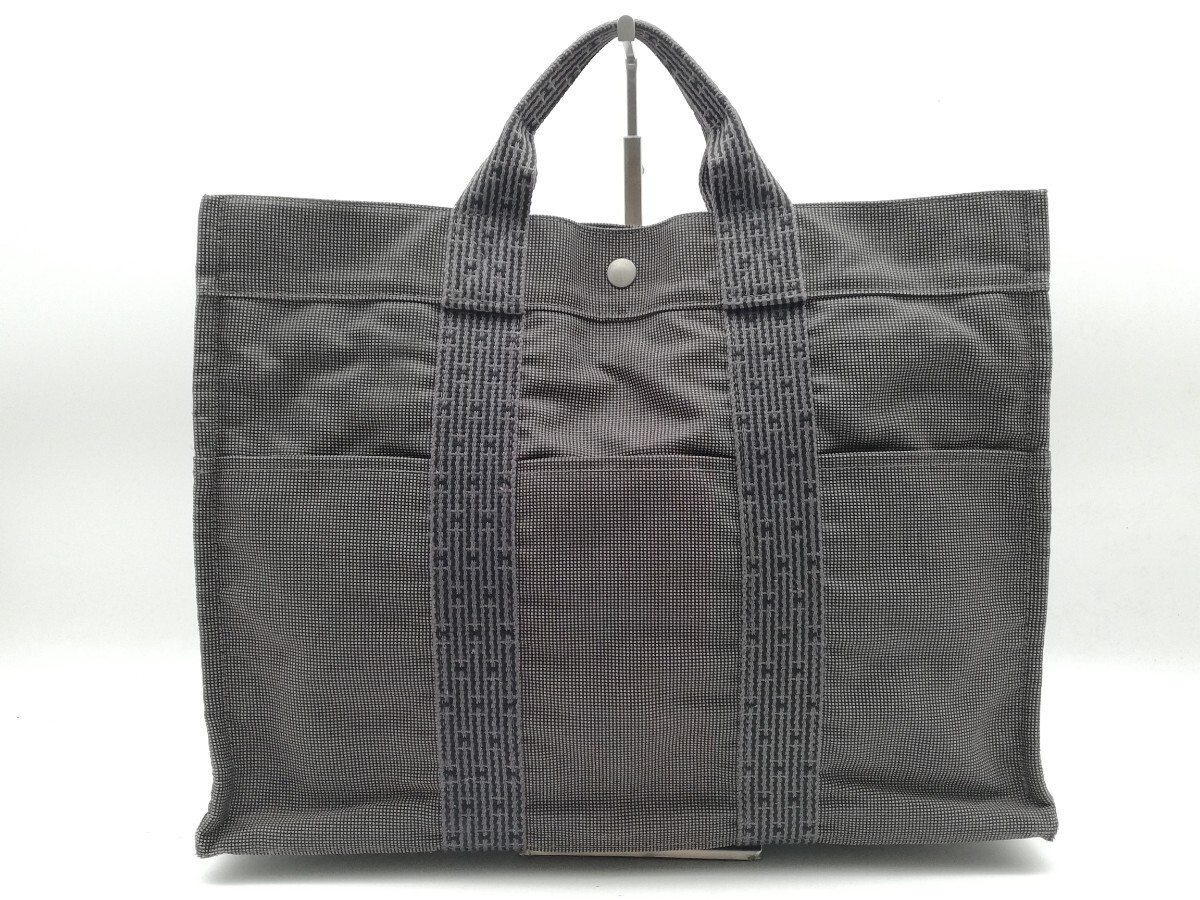 HERMES エルメス エールライン トートバッグ グレー キャンバス ハンドバッグ バッグ 送料無料