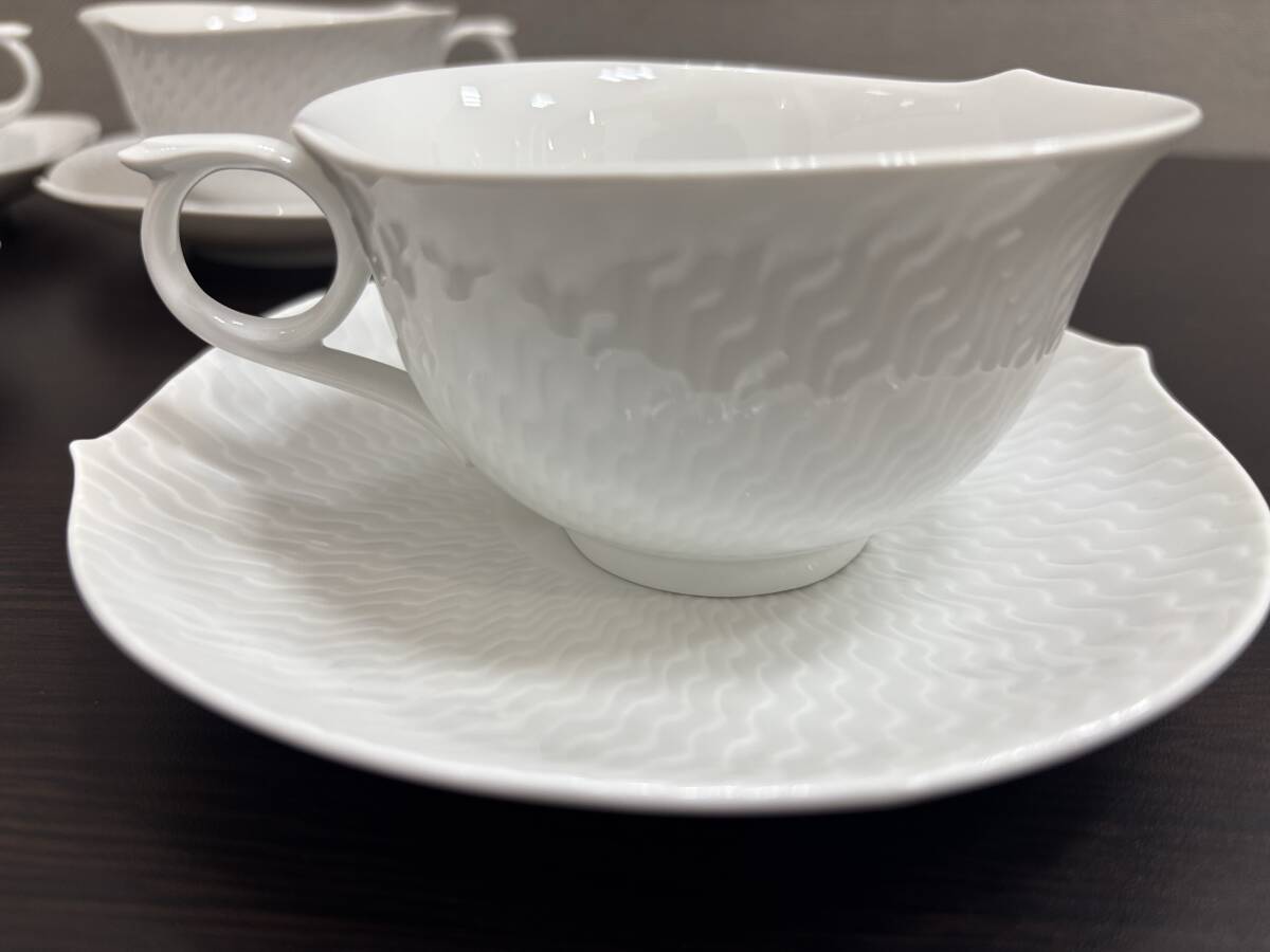 #8987 Meissenマイセン 波の戯れ カップ＆ソーサー コーヒーカップ＆ソーサー洋食器 食器 お皿 4客 中古品 現(xiàn)狀品