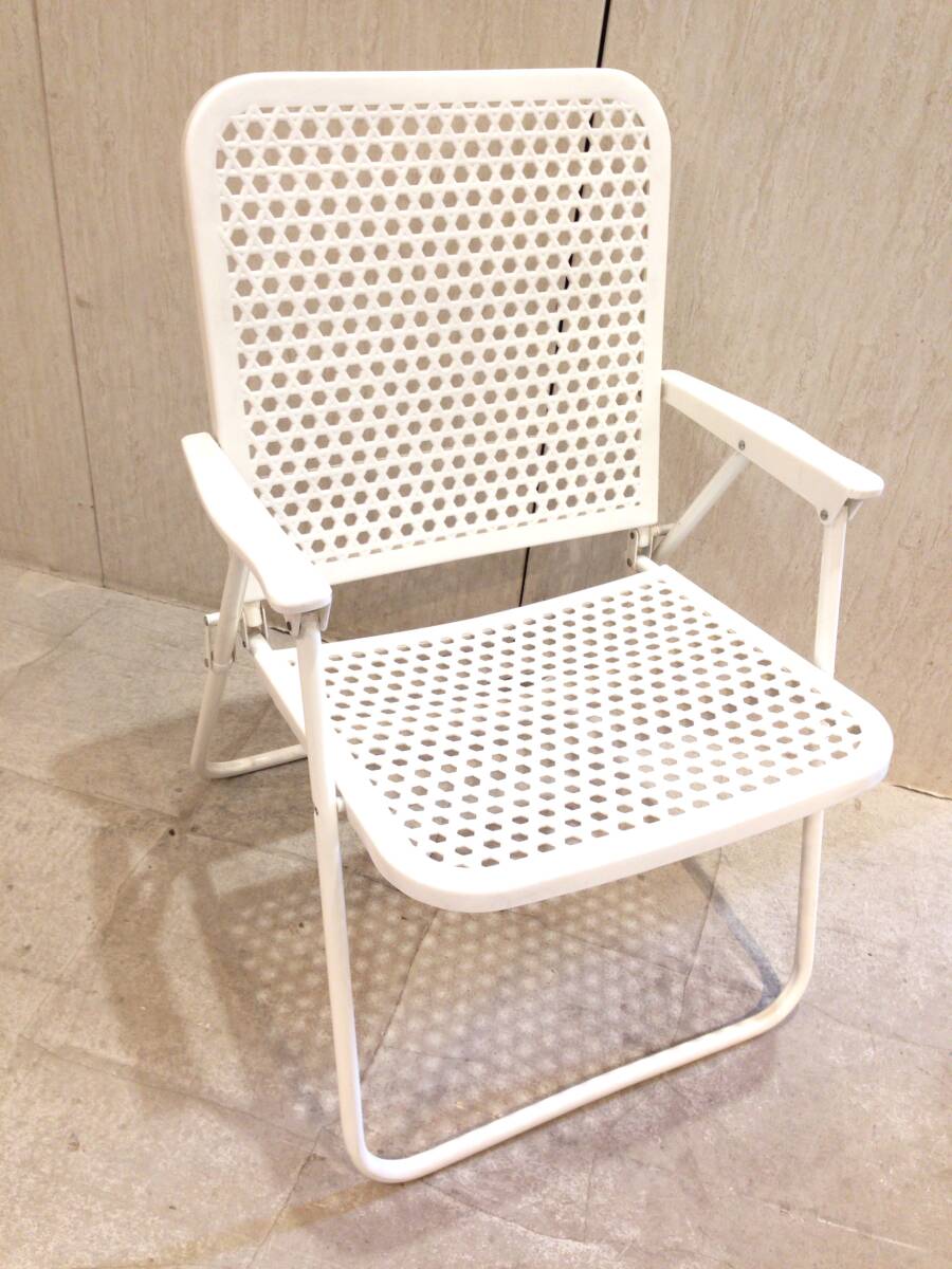 ◆2191◆ガーデンチェア / 折りたたみ イス ホワイト 1腳 / 約55×57.5×78cm / 椅子 屋外 アウトドア キャンプ BBQ