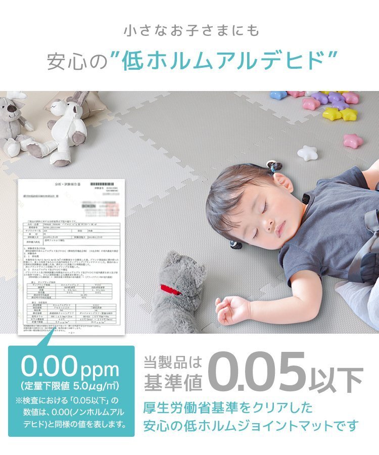 【セール】ジョイントマット 6畳 48枚 厚手 大判45cm プレイマット 防音 北歐 サイドパーツ フロアマット ペット ベビー ライトグレー