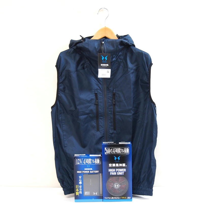 1円【美品】 空調(diào)神風服 フラットハイパワーファン リチウムイオンバッテリー 3點セット/KU92112/RD9220H/RD9290J/71